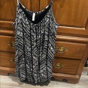 Xhilaration Black and White Patterned Camisole Dress